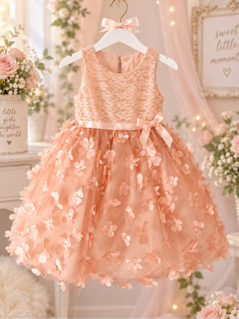 Nanette Baby Girls 24M Pink Lace Floral Dress & Bloomers Set NWT